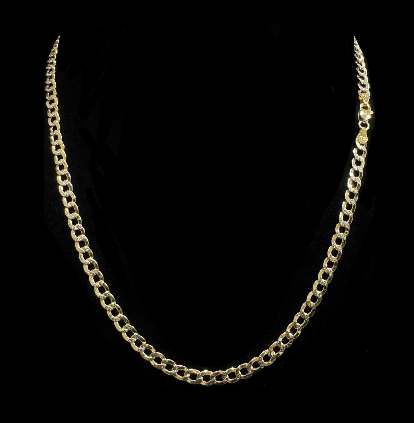 14K Gold Semi-Solid Two-Tone Cuban Link Chain