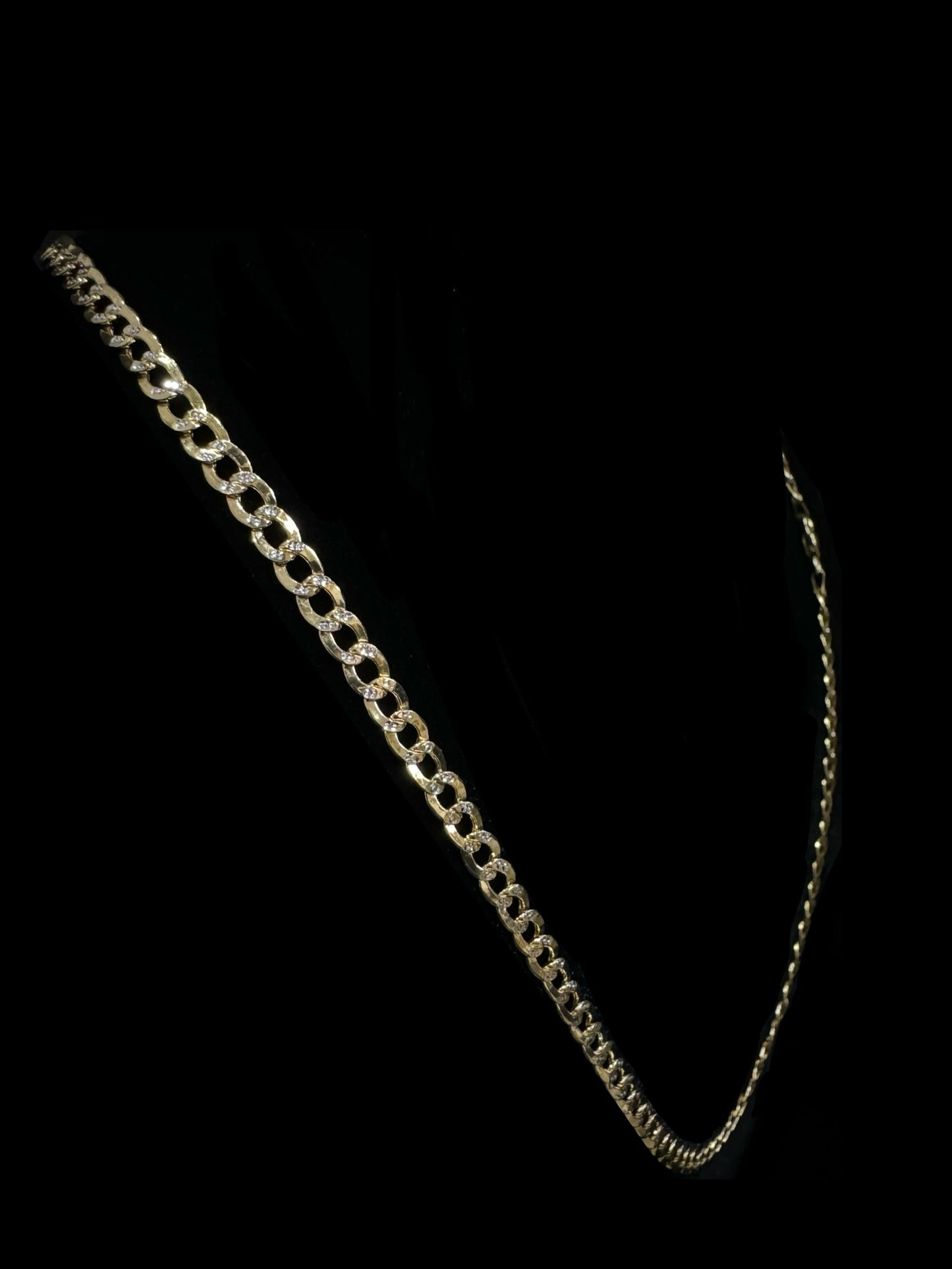 14K Gold Semi-Solid Two-Tone Cuban Link Chain