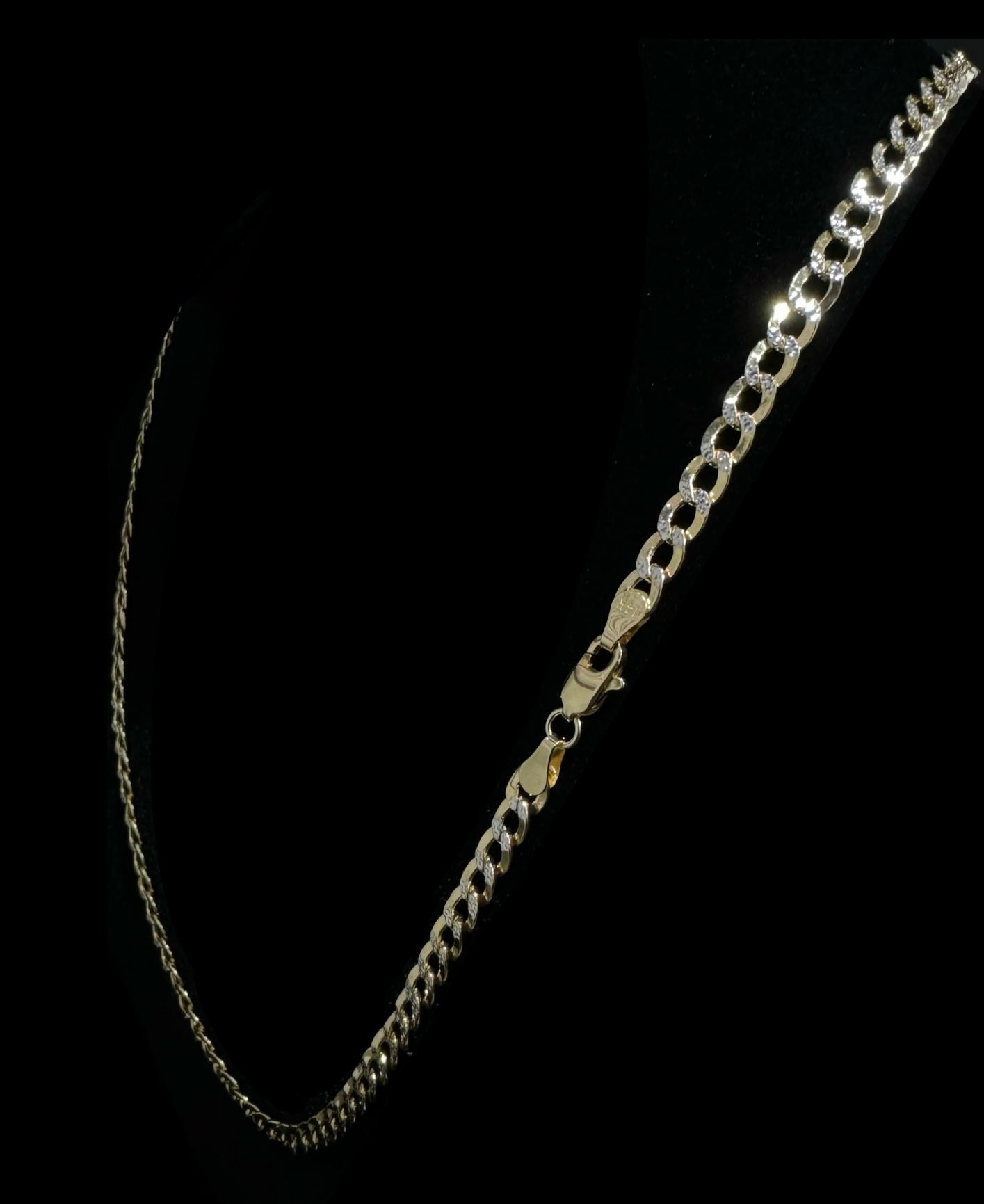 14K Gold Semi-Solid Two-Tone Cuban Link Chain