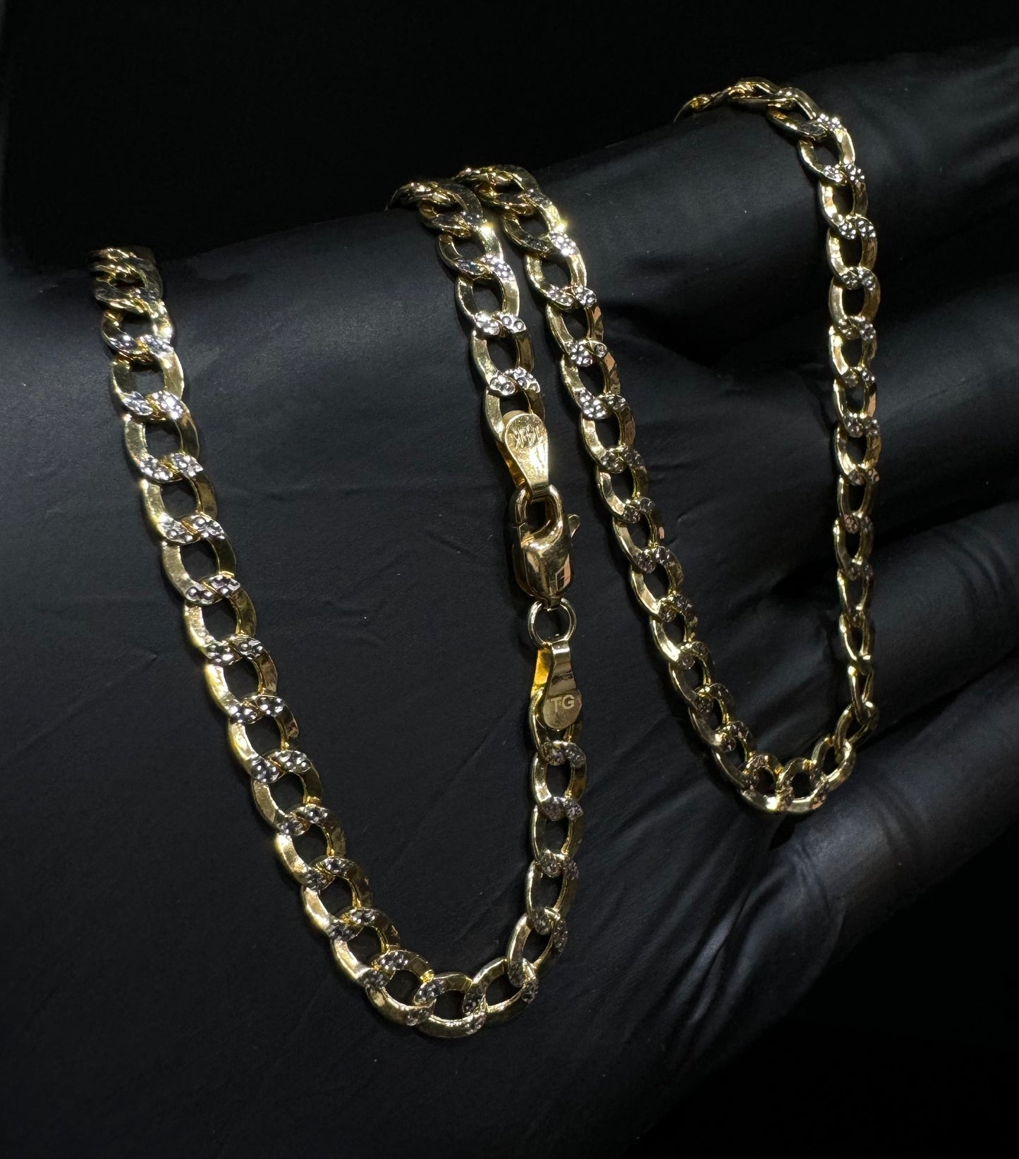 14K Gold Semi-Solid Two-Tone Cuban Link Chain