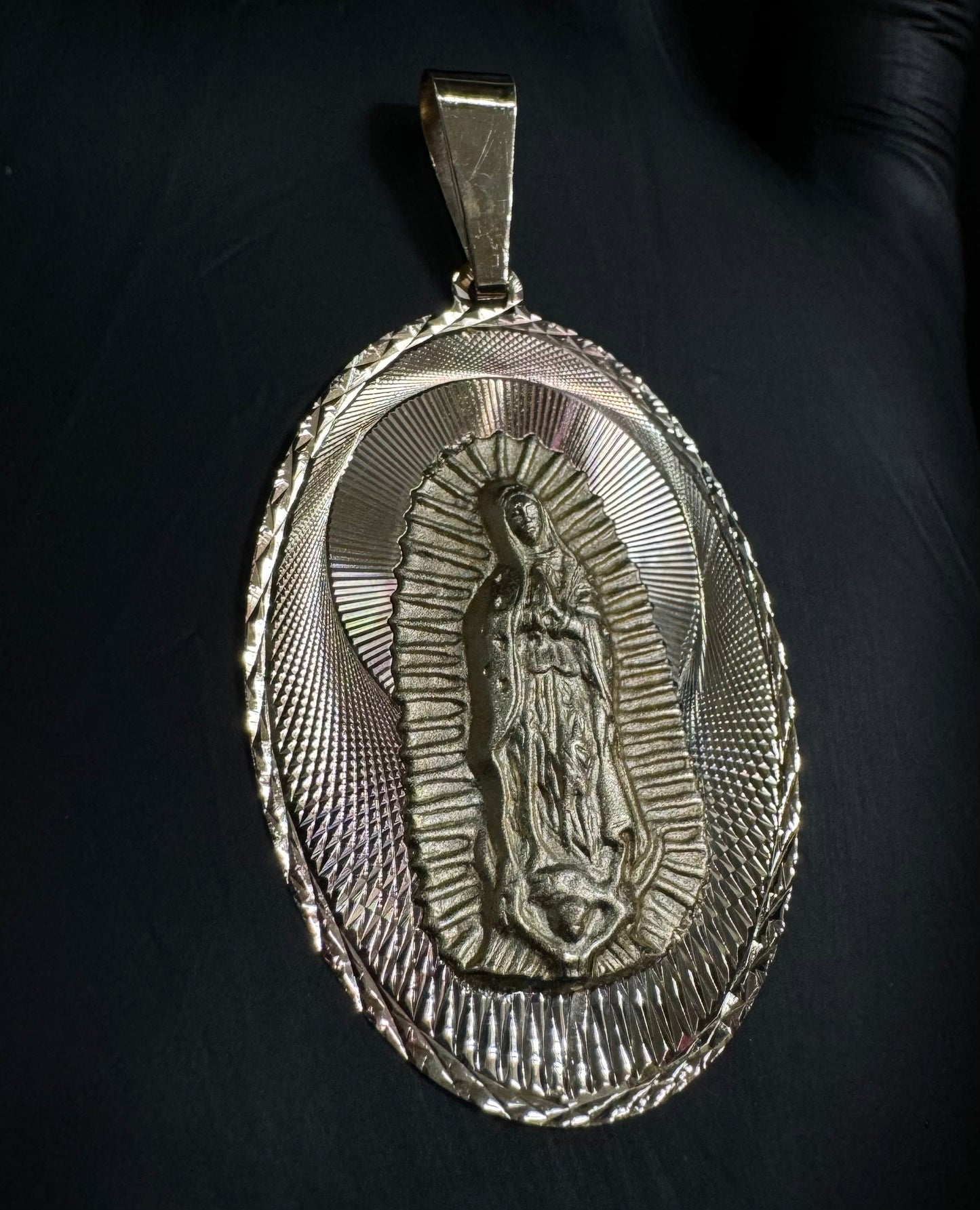 14K Gold Semi-Hollow St Mary Pendant