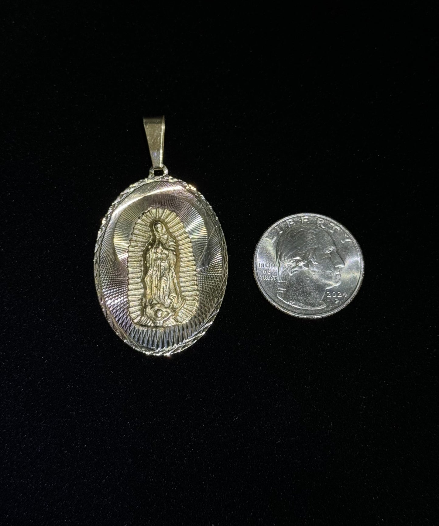 14K Gold Semi-Hollow St Mary Pendant