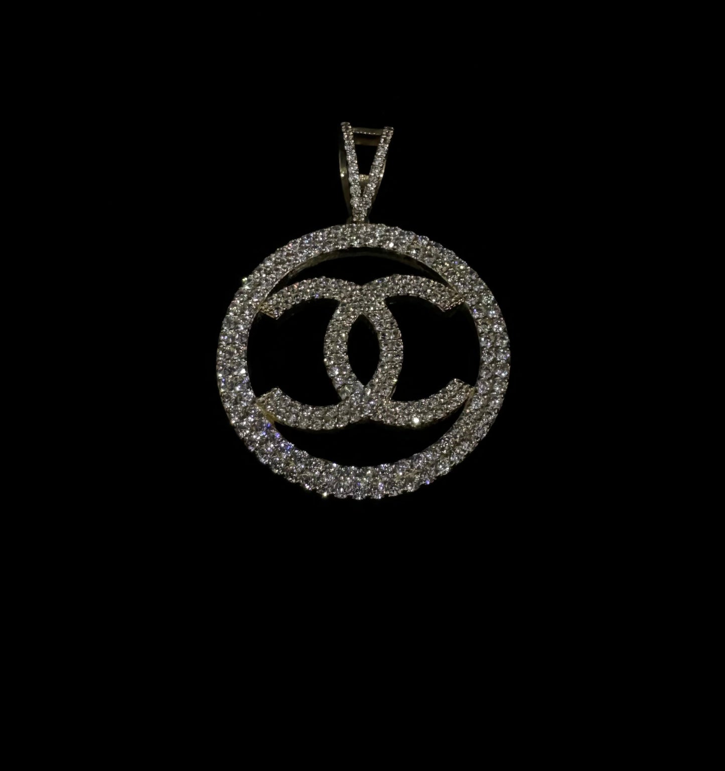 14K Gold Semi-Solid Chanel Pendant