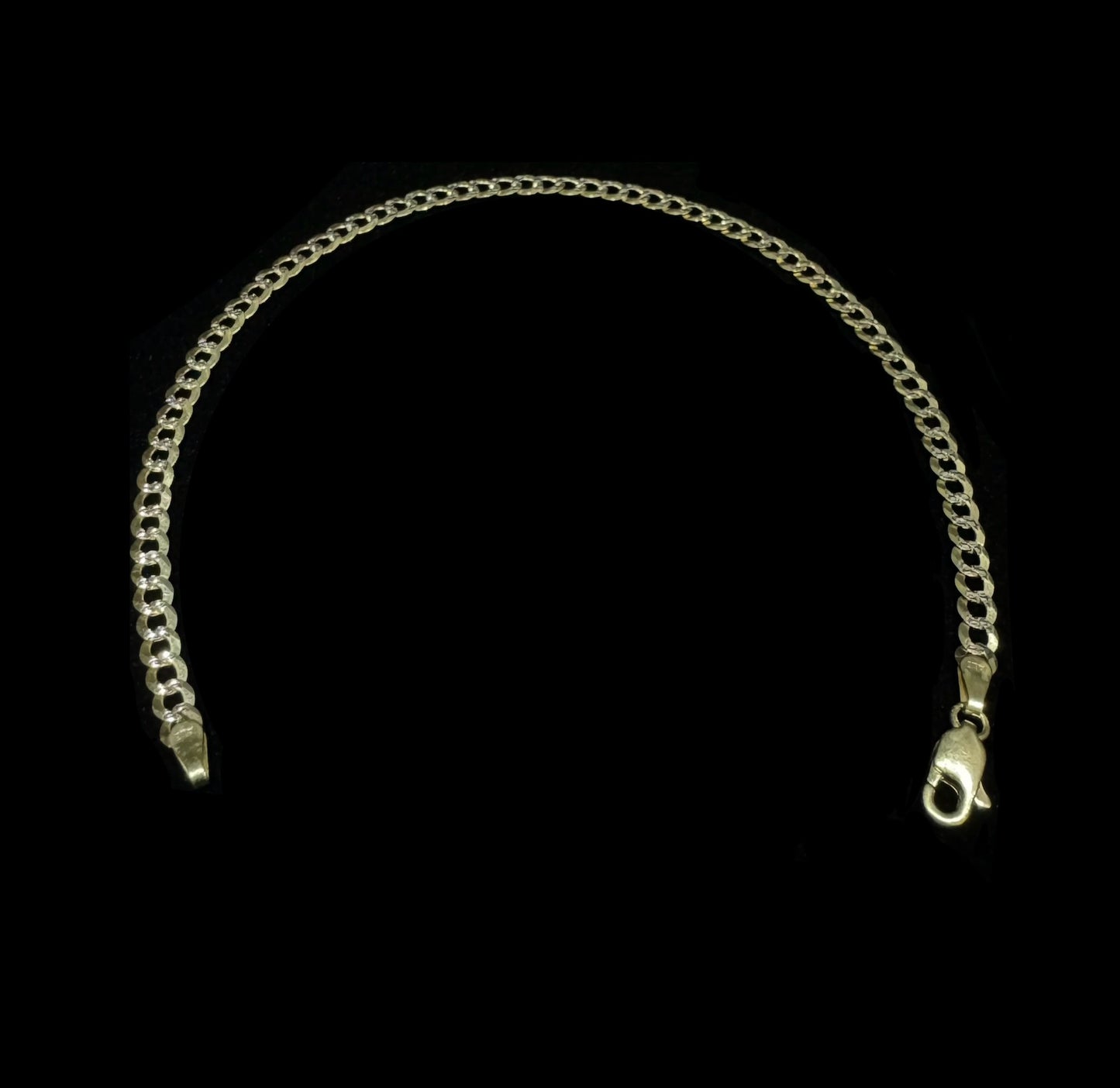 10k Gold Solid Two-Tone Flat Cuban Link Bracelet