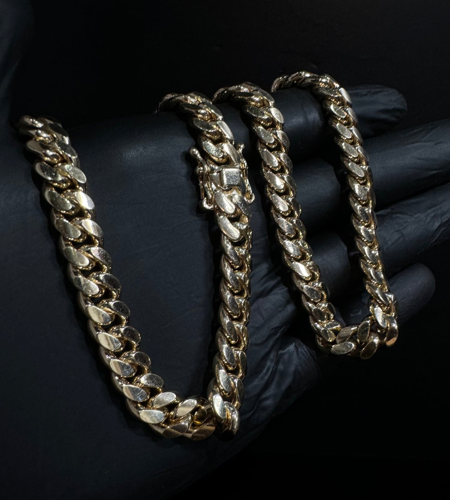 14K Gold Solid Miami Cuban Link Chain